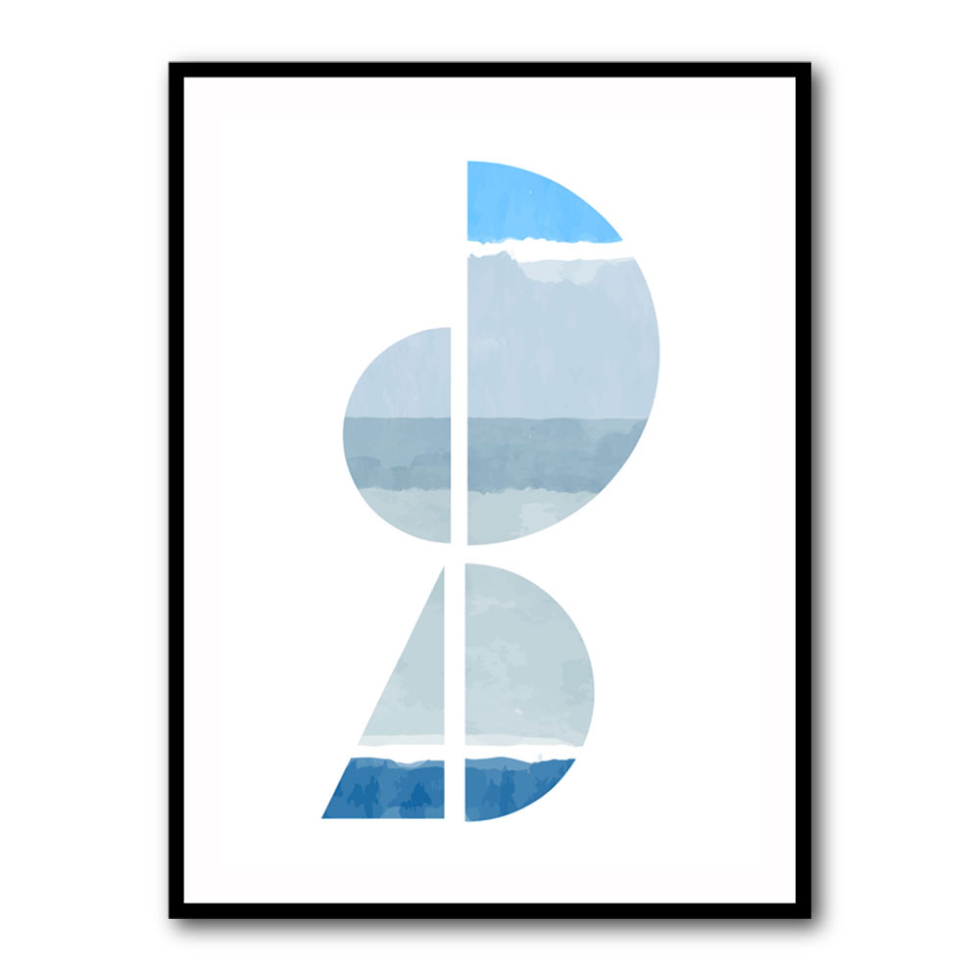 Abstract Shapes In Blue and Grey Wall Art